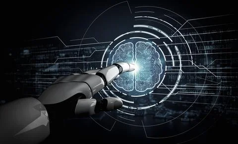 Future artificial intelligence robot and cyborg. 3D illustration. 스톡 일러스트