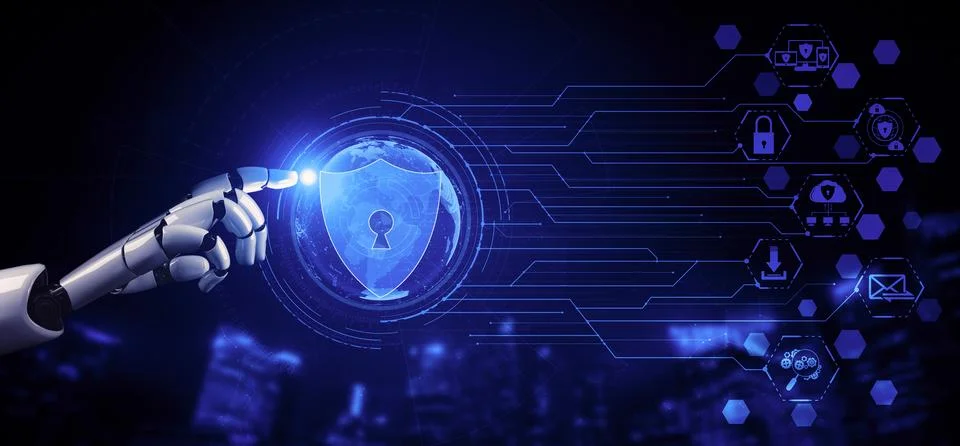 Future artificial intelligence robot and cyborg. 3D illustration. Stock Illustration