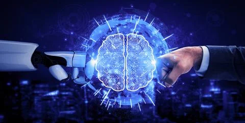 Future artificial intelligence robot and cyborg. 3D illustration. 스톡 일러스트