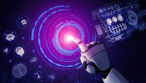 Future artificial intelligence robot and cyborg. 3D illustration. Stock Illustration