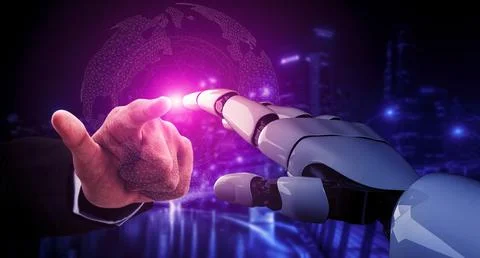 Future artificial intelligence robot and cyborg. 3D illustration. Stock Illustration