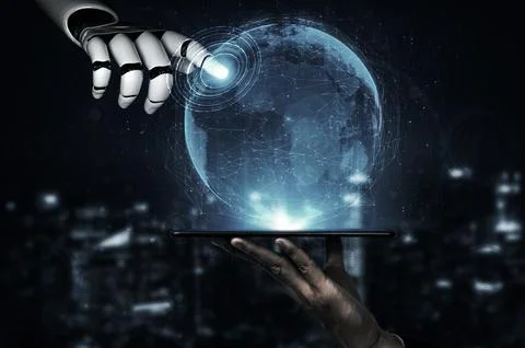Future artificial intelligence robot and cyborg. 3D illustration. 스톡 일러스트