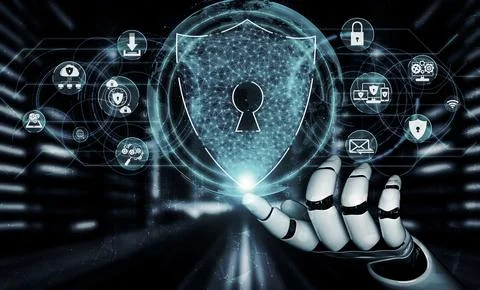 Future artificial intelligence robot and cyborg. 3D illustration. Stock Illustration