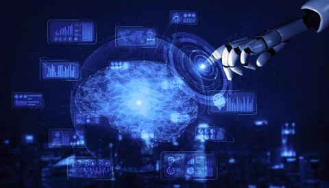 Future artificial intelligence robot and cyborg. 3D illustration. 스톡 일러스트