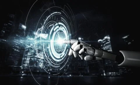 Future artificial intelligence robot and cyborg. 3D illustration. Stock Illustration