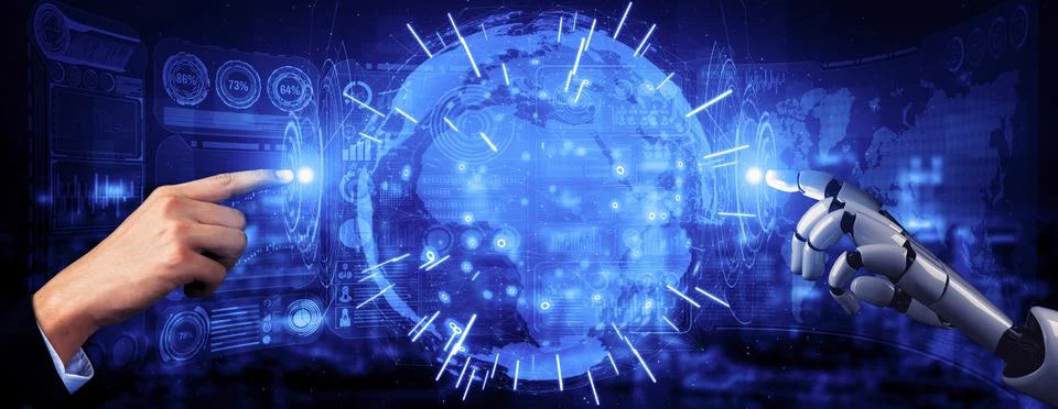 Future artificial intelligence robot and cyborg. 3D illustration. Stock Illustration