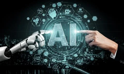 Future artificial intelligence robot and cyborg. 3D illustration. Stock Illustration