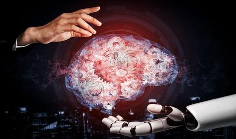 Future artificial intelligence robot and cyborg. 3D illustration. 스톡 일러스트