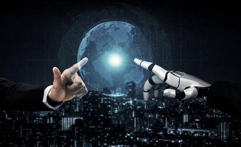 Future artificial intelligence robot and cyborg. 3D illustration. Stock Illustration