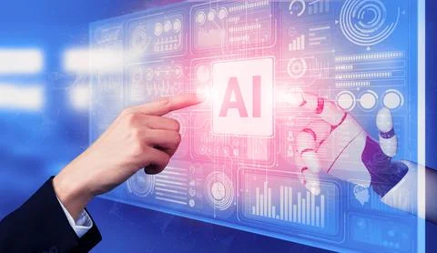 Future artificial intelligence robot and cyborg. 3D illustration. Stock Illustration