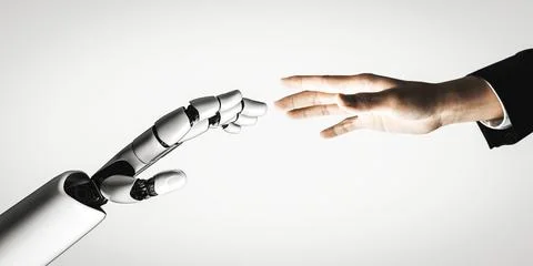 Future artificial intelligence robot and cyborg. 3D illustration. イラスト素材