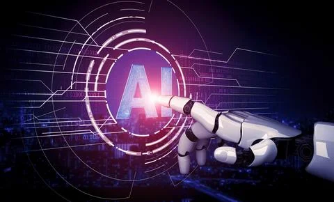 Future artificial intelligence robot and cyborg. 3D illustration. Stock Illustration