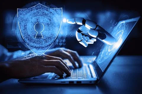 Future artificial intelligence robot and cyborg. 3D illustration. Stock Illustration