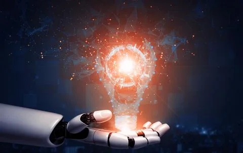 Future artificial intelligence robot and cyborg. 3D illustration. Illustrazione stock