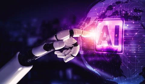 Future artificial intelligence robot and cyborg. 3D illustration. 스톡 일러스트