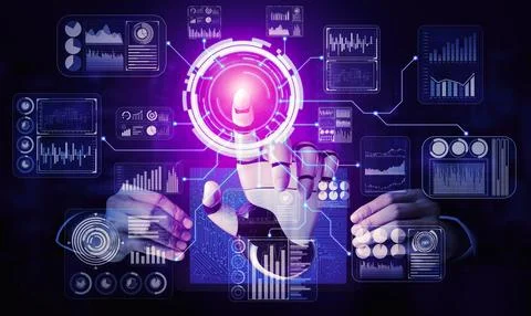 Future artificial intelligence robot and cyborg. 3D illustration. 스톡 일러스트