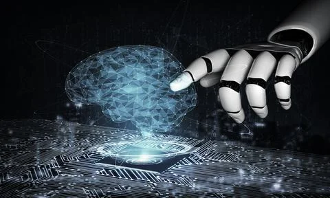 Future artificial intelligence robot and cyborg. 3D illustration. 스톡 일러스트