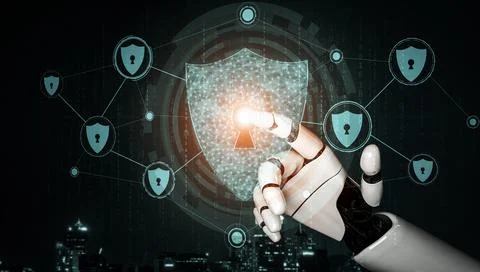 Future artificial intelligence robot and cyborg. 3D illustration. Stock-Illustration