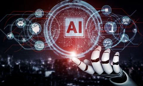 Future artificial intelligence robot and cyborg. 3D illustration. 스톡 일러스트