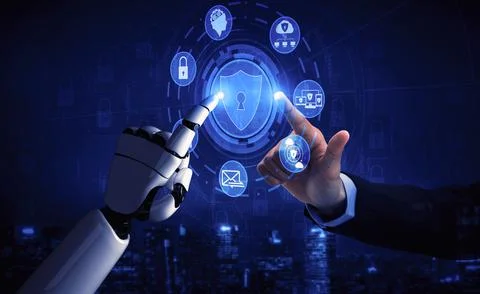 Future artificial intelligence robot and cyborg. 3D illustration. Stock Illustration