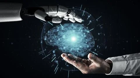 Future artificial intelligence robot and cyborg. 3D illustration. Stock Illustration