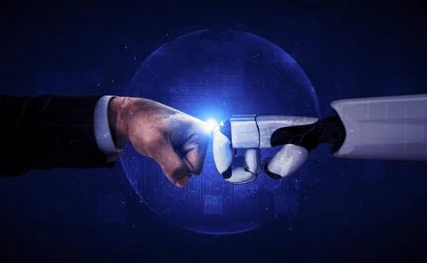 Future artificial intelligence robot and cyborg. 3D illustration. Stock Illustration