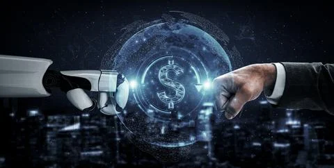 Future artificial intelligence robot and cyborg. 3D illustration. Stock Illustration