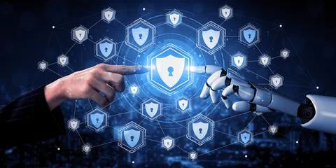 Future artificial intelligence robot and cyborg. 3D illustration. Stock-Illustration