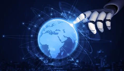 Future artificial intelligence robot and cyborg. 3D illustration. Stock Illustration