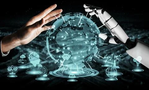 Future artificial intelligence robot and cyborg. 3D illustration. 스톡 일러스트