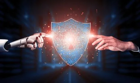 Future artificial intelligence robot and cyborg. 3D illustration. Stock Illustration