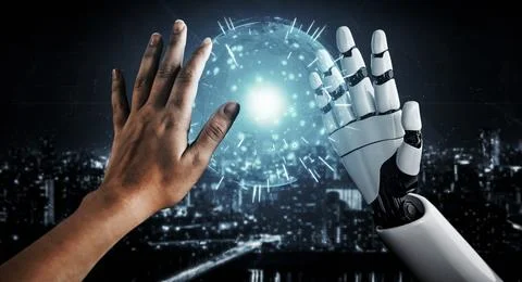 Future artificial intelligence robot and cyborg. 3D illustration. Stock Illustration