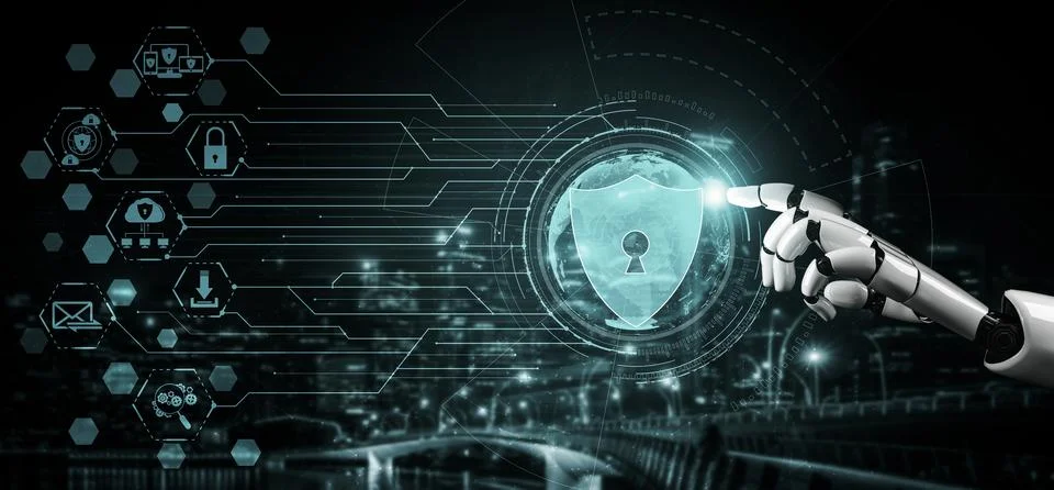 Future artificial intelligence robot and cyborg. 3D illustration. Stock Illustration