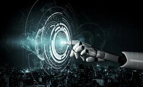 Future artificial intelligence robot and cyborg. 3D illustration. 스톡 일러스트