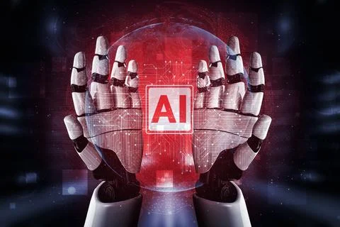 Future artificial intelligence robot and cyborg. 3D illustration. 스톡 일러스트