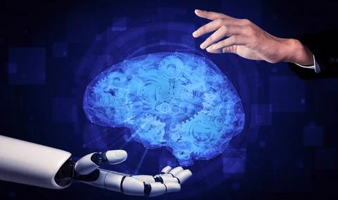 Future artificial intelligence robot and cyborg. 3D illustration. 스톡 일러스트