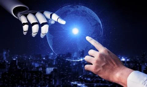 Future artificial intelligence robot and cyborg. 3D illustration. Stock Illustration