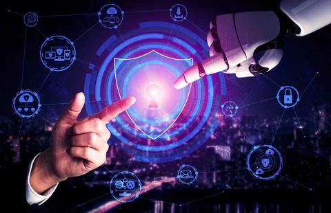 Future artificial intelligence robot and cyborg. 3D illustration. Stock-Illustration