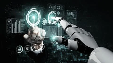 Future artificial intelligence robot and cyborg. 3D illustration. 스톡 일러스트