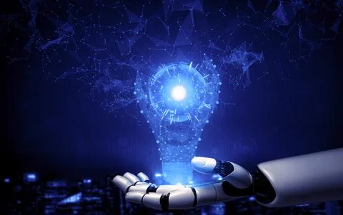 Future artificial intelligence robot and cyborg. 3D illustration. Stock Illustration