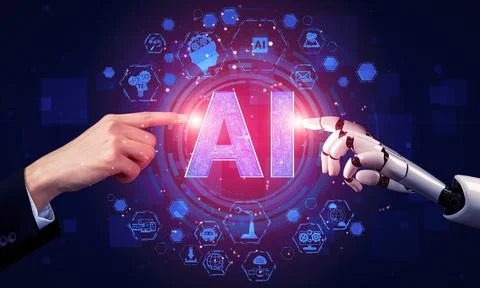 Future artificial intelligence robot and cyborg. 3D illustration. 스톡 일러스트