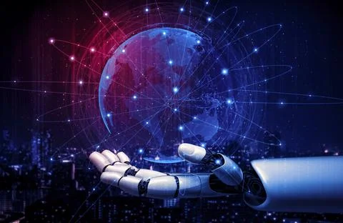 Future artificial intelligence robot and cyborg. 3D illustration. Stock Illustration