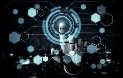 Future artificial intelligence robot and cyborg. 3D illustration. Stock Illustration