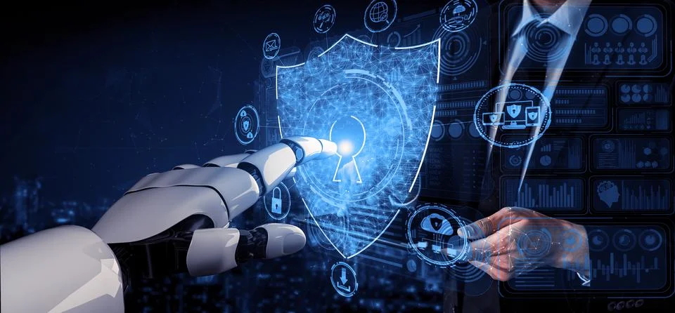 Future artificial intelligence robot and cyborg. 3D illustration. Stock Illustration