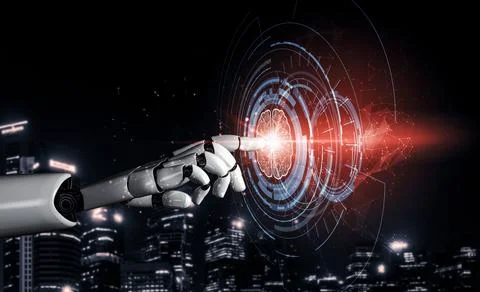 Future artificial intelligence robot and cyborg. 3D illustration. Stock Illustration