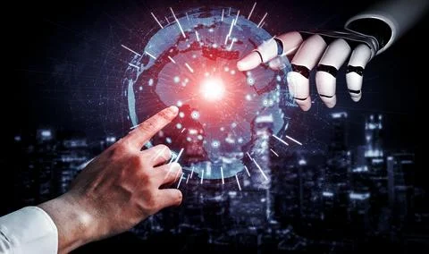 Future artificial intelligence robot and cyborg. 3D illustration. 스톡 일러스트