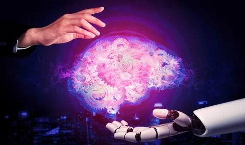 Future artificial intelligence robot and cyborg. 3D illustration. Stock Illustration