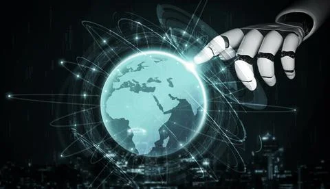 Future artificial intelligence robot and cyborg. 3D illustration. Stock Illustration