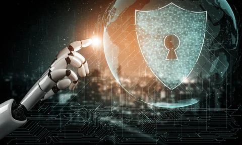 Future artificial intelligence robot and cyborg. 3D illustration. Stock Illustration