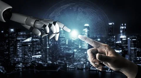 Future artificial intelligence robot and cyborg. 3D illustration. Stock Illustration